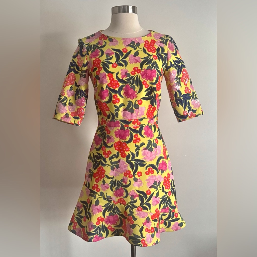 Saloni Celia Sheath Dress in Yellow Azalea Size 4